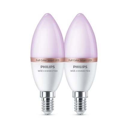 SADA 2x LED RGB Stmívatelná žárovka Philips SMART C37 E14/4,9W/230V 2200-6500K CRI 90