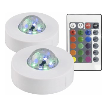 SADA 2x LED RGB Stmívatelné dekorační svítidlo FESTA 3xAAA/4,5V + dálkové ovládání