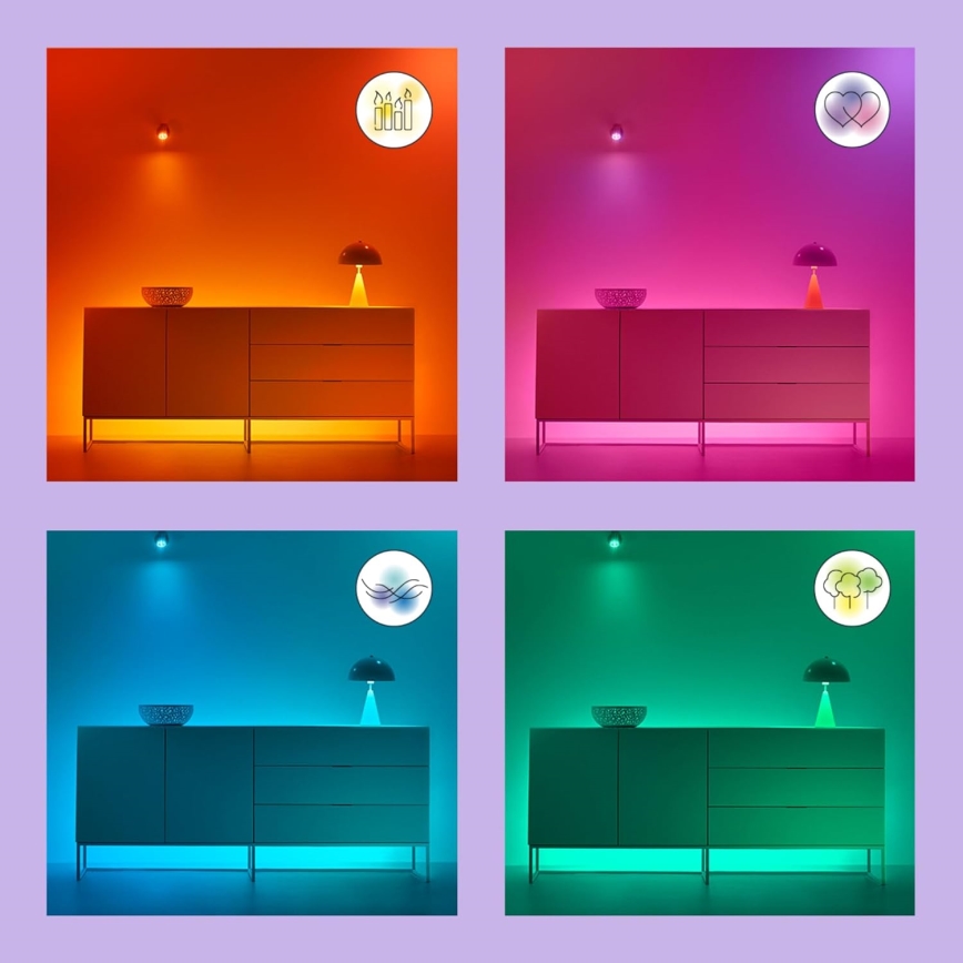 SADA 2x LED RGBW Stmívatelná žárovka C37 E14/4,9W/230V 2200-6500K Wi-Fi - WiZ