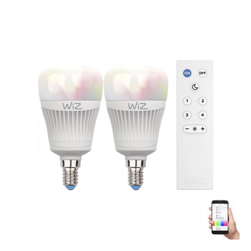 SADA 2x LED RGBW Stmívatelná žárovka E27/11,5W/230V Wi-Fi + dálkové ovládání - WiZ