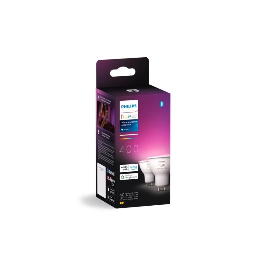 SADA 2x LED RGBW Stmívatelná žárovka Philips Hue White And Color Ambiance GU10/4,2W/230V 2000-6500K