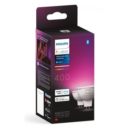 SADA 2x LED RGBW Stmívatelná žárovka Philips Hue White And Color Ambiance GU5,3/MR16/6,3W/12V 2000-6500K