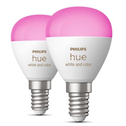 SADA 2x LED RGBW Stmívatelná žárovka Philips Hue White And Color Ambiance P45 E14/5,1W/230V 2000-6500K