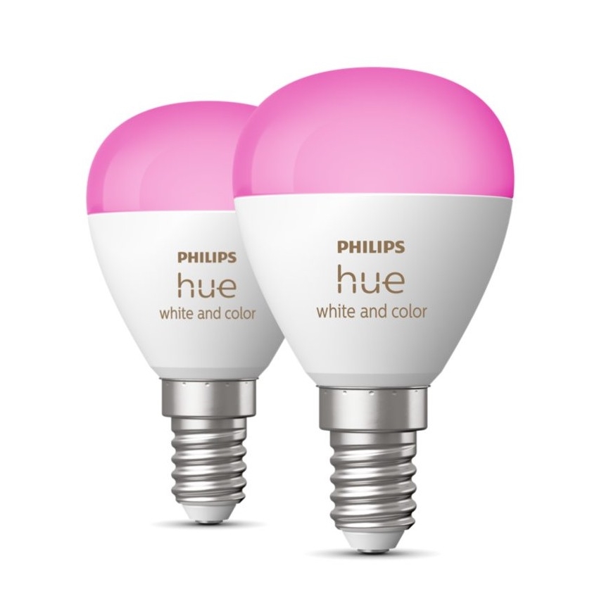 SADA 2x LED RGBW Stmívatelná žárovka Philips Hue White And Color Ambiance P45 E14/5,1W/230V 2000-6500K