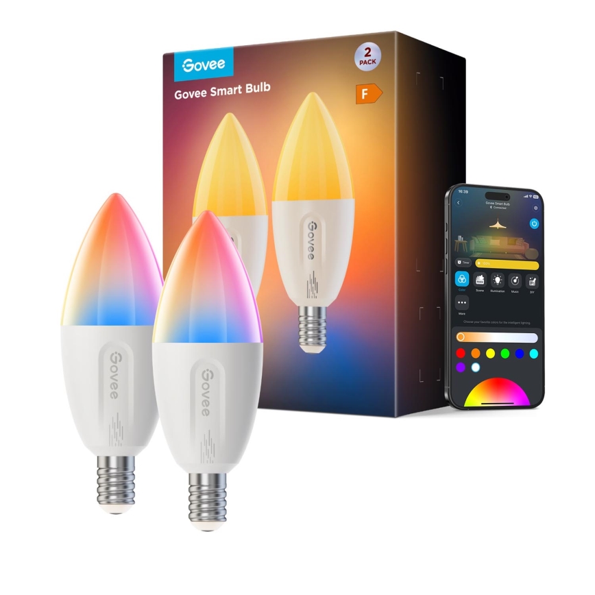 SADA 2x LED RGBWW Stmívatelná žárovka E14/5W/230V 2700-6500K Wi-Fi - Govee