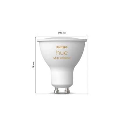 SADA 2x LED Stmívatelná žárovka Philips Hue WHITE AMBIANCE GU10/4,2W/230V  2200-6500K + dimmer switch