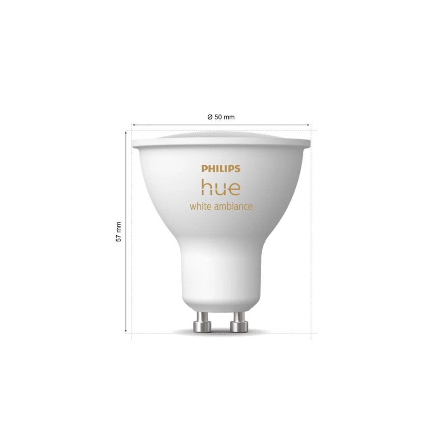 SADA 2x LED Stmívatelná žárovka Philips Hue WHITE AMBIANCE GU10/4,2W/230V  2200-6500K + dimmer switch