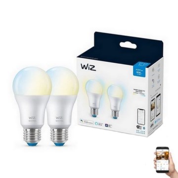 SADA 2x LED Stmívatelná žárovka A60 E27/8W/230V 2700-6500K CRI 90 Wi-Fi - WiZ