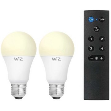 SADA 2x LED Stmívatelná žárovka A60 E27/9W/230V 2700K Wi-Fi + dálkové ovládání - WiZ