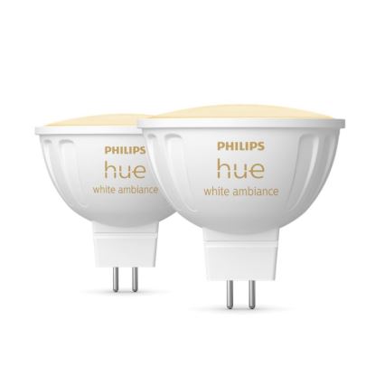 SADA 2x LED Stmívatelná žárovka Philips Hue White Ambiance GU5,3/MR16/5,1W/12V 2200-6500K