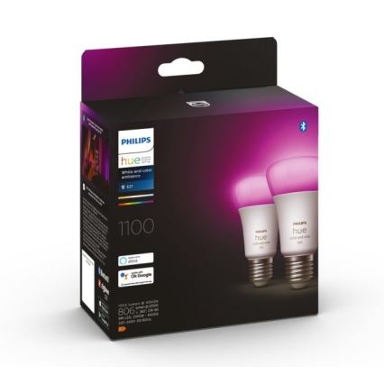 SADA 2x LED Stmívatelná žárovka Philips Hue White And Color Ambiance A60 E27/9W/230V 2000-6500K