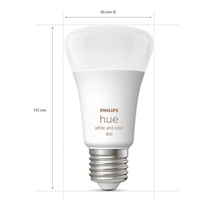 SADA 2x LED Stmívatelná žárovka Philips Hue White And Color Ambiance A60 E27/9W/230V 2000-6500K