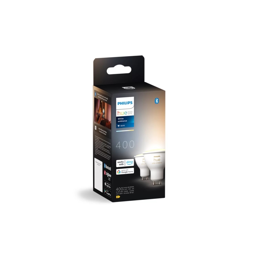 SADA 2x LED Stmívatelná žárovka Philips Hue WHITE AMBIANCE GU10/4,2W/230V 2200-6500K