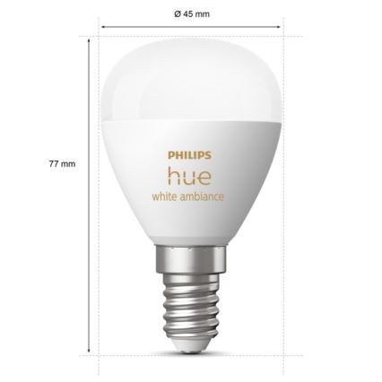 SADA 2x LED Stmívatelná žárovka Philips Hue WHITE AMBIANCE P45 E14/5,1W/230V 2200-6500K