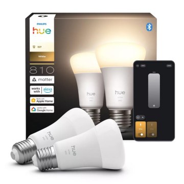 SADA 2x LED Stmívatelná žárovka Philips Hue WHITE E27/7W/230V 2700K