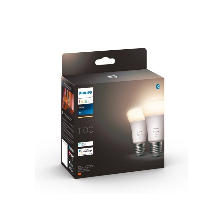 SADA 2x LED Stmívatelná žárovka Philips Hue WHITE E27/9,5W/230V 2700K