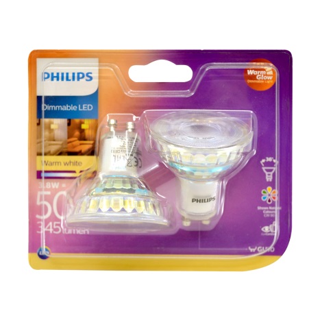 SADA 2x LED Stmívatelná žárovka Philips Warm Glow GU10/3,8W/230V 2200-2700K