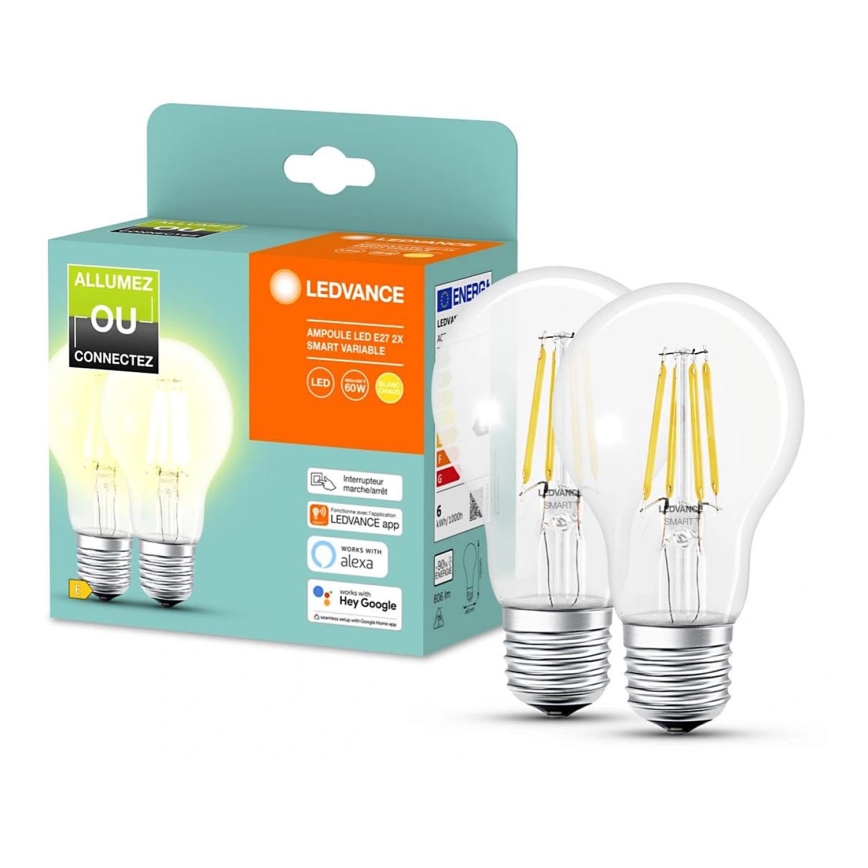 SADA 2x LED Stmívatelná žárovka SMART+ A60 E27/6W/230V 2700K  - Ledvance