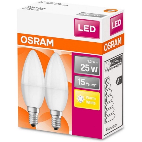SADA 2x LED Žárovka B25 E14/3,2W/230V 2700K - Osram