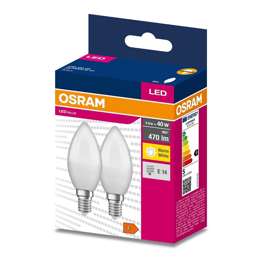 SADA 2x LED Žárovka B35 E14/4,9W/230V 3000K - Osram