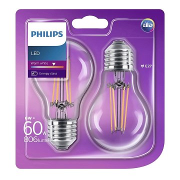SADA 2x LED žárovka E27/6W/230V - Philips SADA 2x LED žárovka E27/6W/230V - Philips