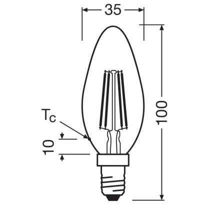 SADA 2x LED Žárovka FILAMENT B35 E14/4W/230V 4000K - Osram