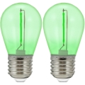 SADA 2x LED Žárovka PARTY E27/0,3W/36V zelená
