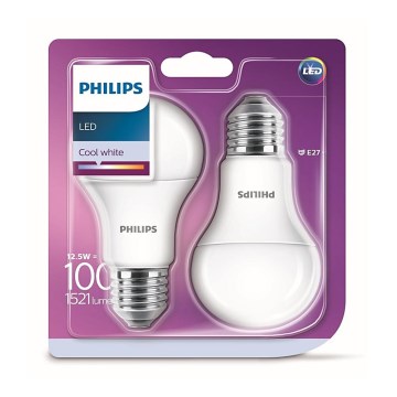 SADA 2x LED Žárovka Philips A60 E27/12,5W/230V SADA 2x LED Žárovka Philips A60 E27/12,5W/230V