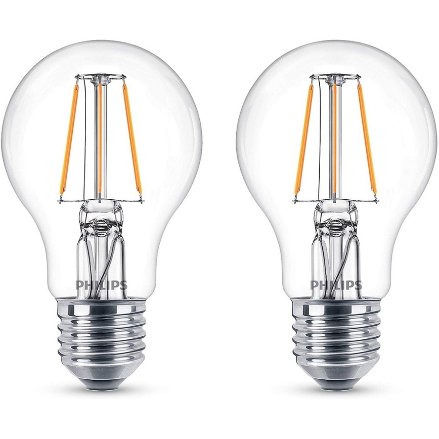 SADA 2x LED Žárovka Philips E27/4,3W/230V 2700K