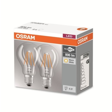 SADA 2x LED Žárovka VINTAGE A60 E27/6,5W/230V 2700K  - Osram