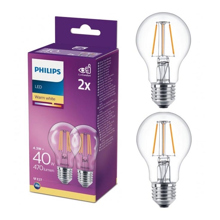 SADA 2x LED Žárovka VINTAGE Philips A60 E27/4,3W/230V 2700K