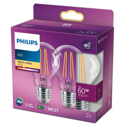 SADA 2x LED Žárovka VINTAGE Philips E27/7W/230V 2700K