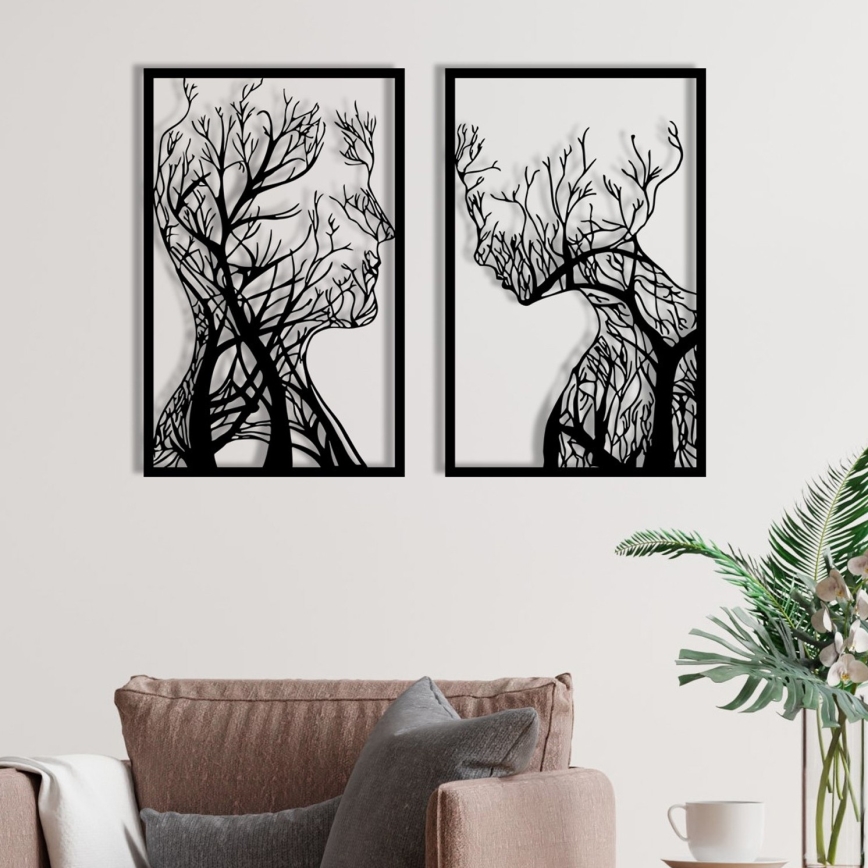SADA 2x Nástěnná dekorace 86x63 cm strom života kov