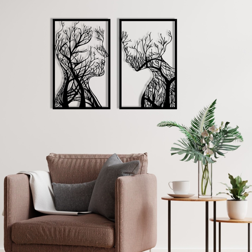 SADA 2x Nástěnná dekorace 86x63 cm strom života kov