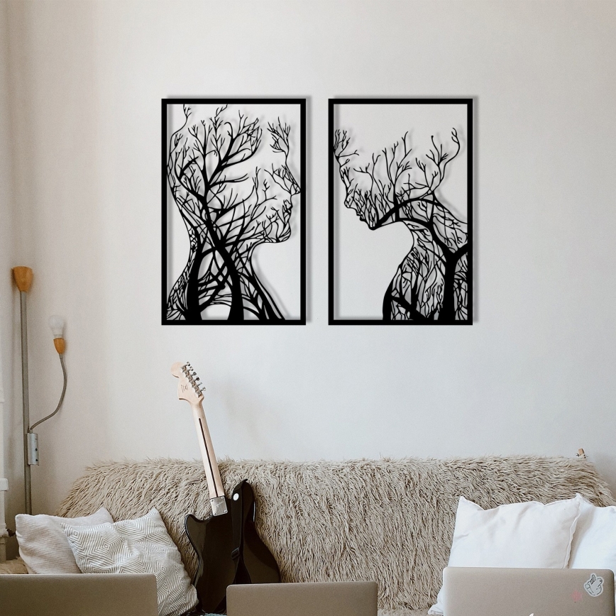 SADA 2x Nástěnná dekorace 86x63 cm strom života kov