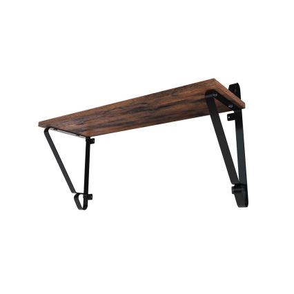 Sada 2x Nástěnná police SHELFY 60x33x20 cm hnědá/černá