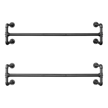 Sada 2x nástěnný věšák na ramínka LINEA 112x30x30 cm černá