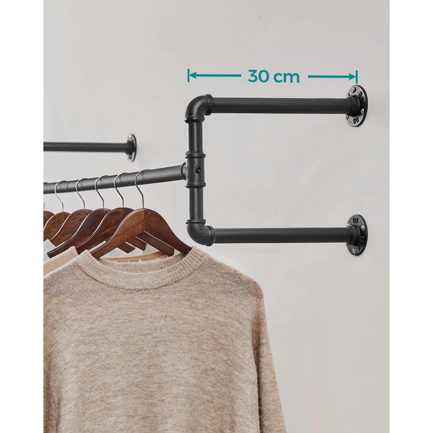 Sada 2x nástěnný věšák na ramínka LINEA černá