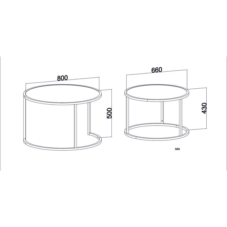 SADA 2x Odkládací stolek TAMBUR 80/66 cm černá/hnědá