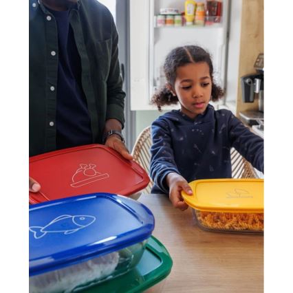 SADA 2x Skleněná dóza na potraviny PYREX 1,2/2,5 l