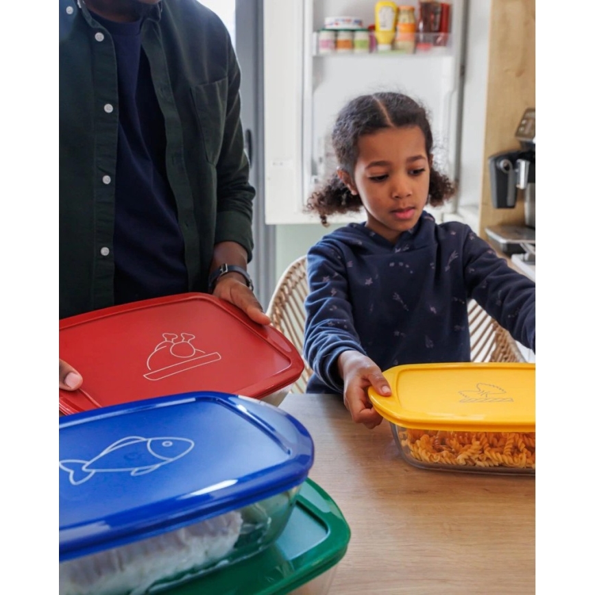 SADA 2x Skleněná dóza na potraviny PYREX 1,2/2,5 l