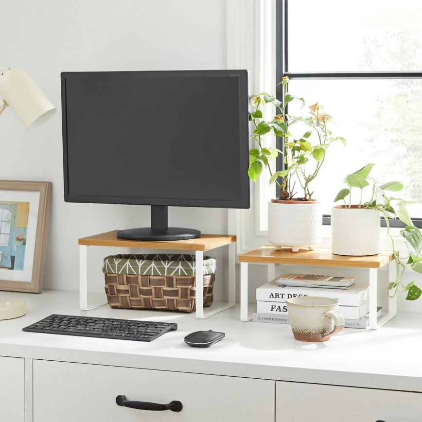 Sada 2x úložná polička MARGE bílá/hnědá