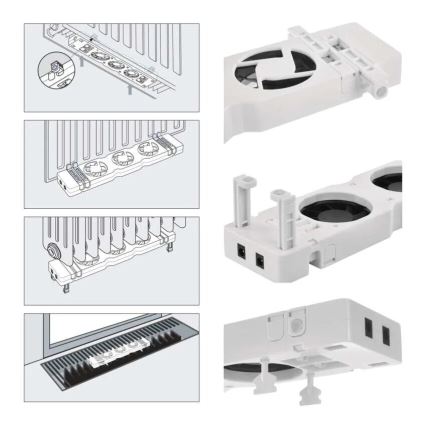 SADA 2x Ventilátor pod topení 5/230V bílá