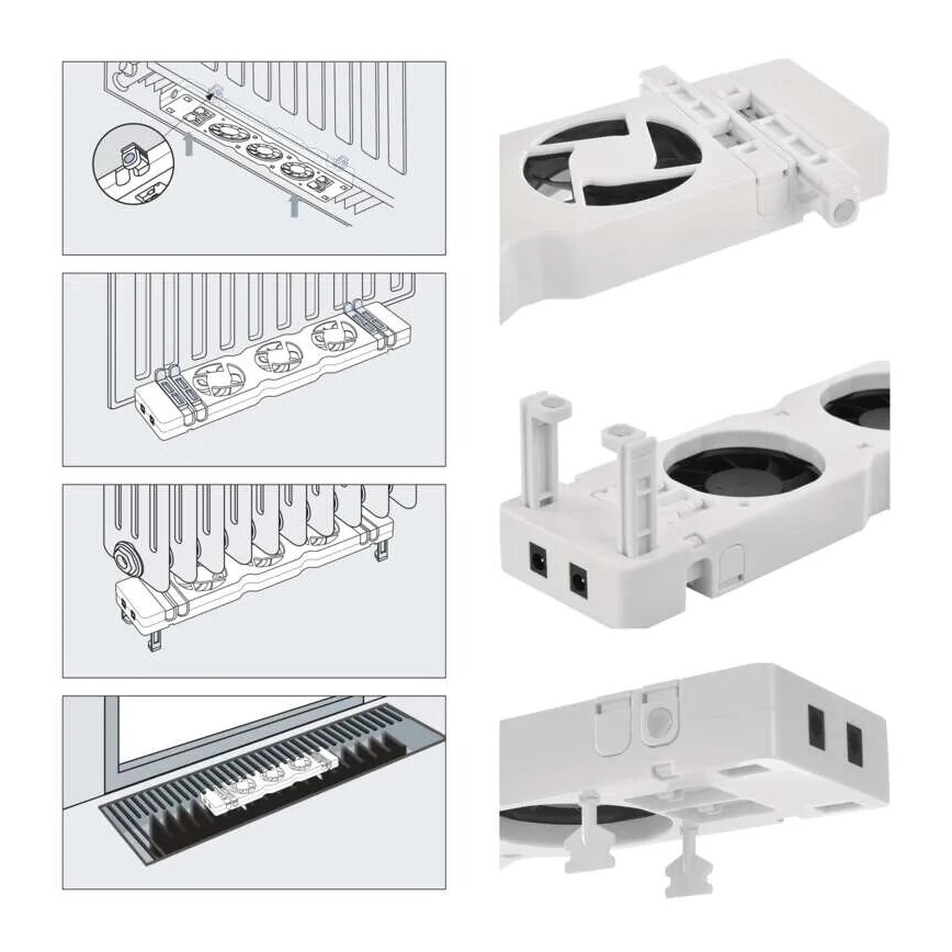 SADA 2x Ventilátor pod topení 5/230V bílá