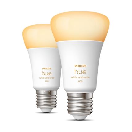 SADA 2xLED Stmívatelná žárovka Philips Hue WHITE AMBIANCE E27/6W/230V 2200-6500K