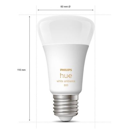 SADA 2xLED Stmívatelná žárovka Philips Hue WHITE AMBIANCE E27/6W/230V 2200-6500K