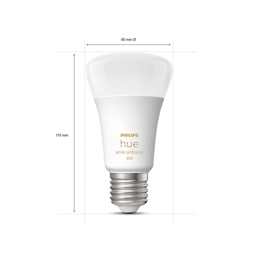 SADA 2xLED Stmívatelná žárovka Philips Hue WHITE AMBIANCE E27/6W/230V 2200-6500K