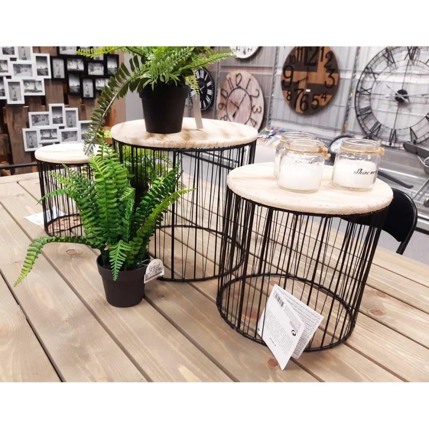 SADA 3x Konferenční stolek 28/23/19 cm černá/béžová