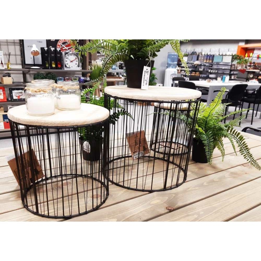 SADA 3x Konferenční stolek 28/23/19 cm černá/béžová