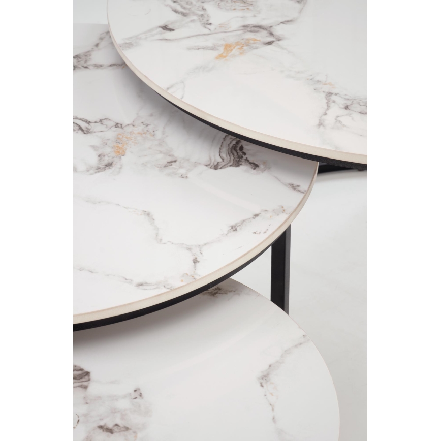 SADA 3x Konferenční stolek COMORO 80/60/45 cm bílá/černá